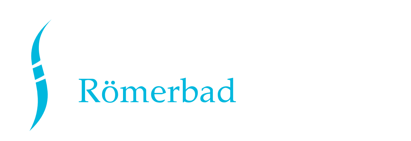 Logo Gesundheitszentrum Römerbad im dunklen Footer invertiert